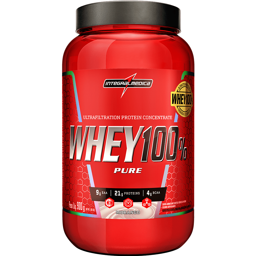 Whey 100% Pure Integralmedica Morango 900g