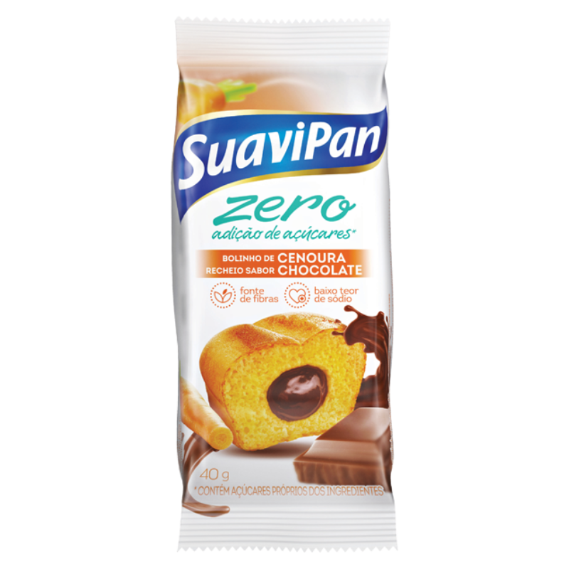 Bolo Zero Suavipan Cenoura com Chocolate dp 12x40g