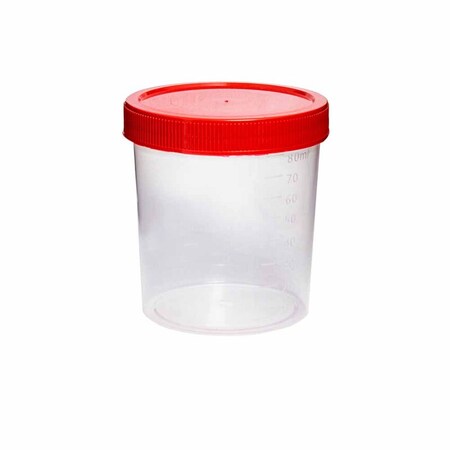 Coletor estéril (Radiação ionizante), transparente, tampa vermelha - Caixa Master - 80mL