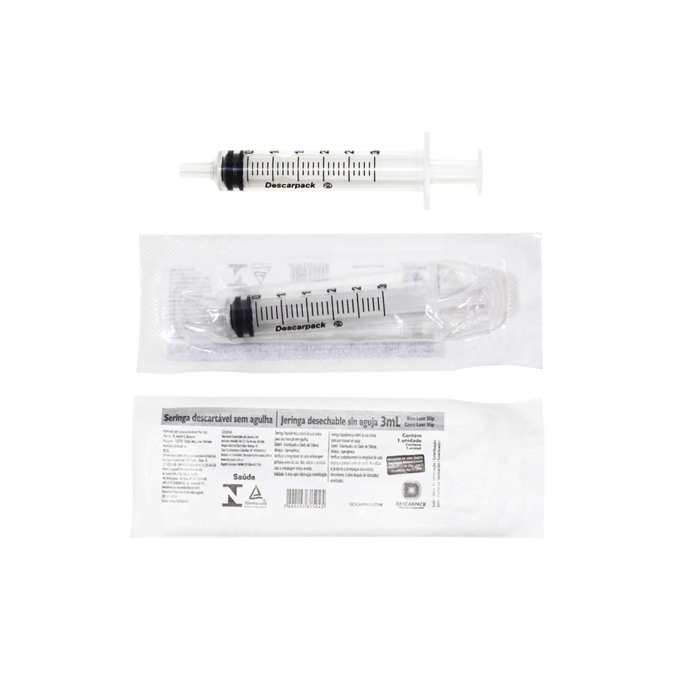 Seringa de sc hipodérmica sem agulha - 3mL