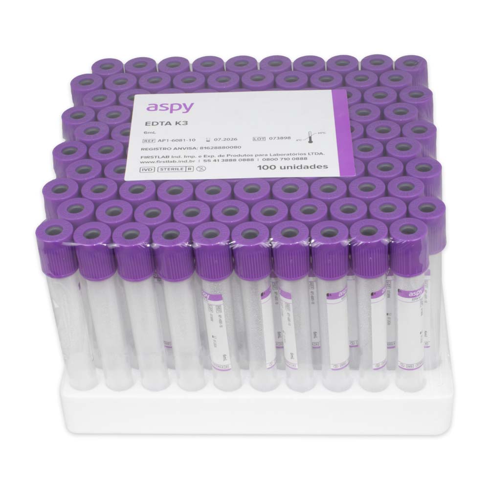Tubo de coleta EDTA K3 - 6mL