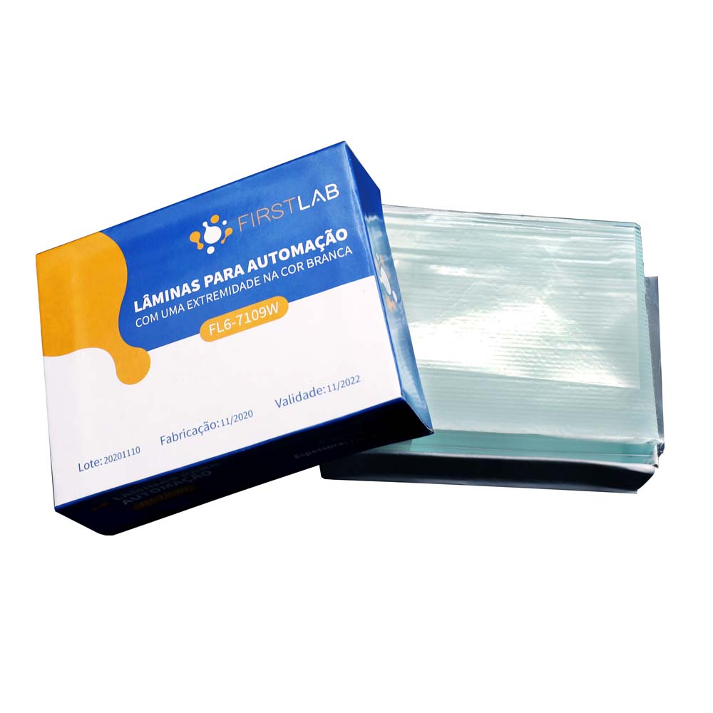 Lâmina para microscopia 26X76mm - Ponta branca para impressão