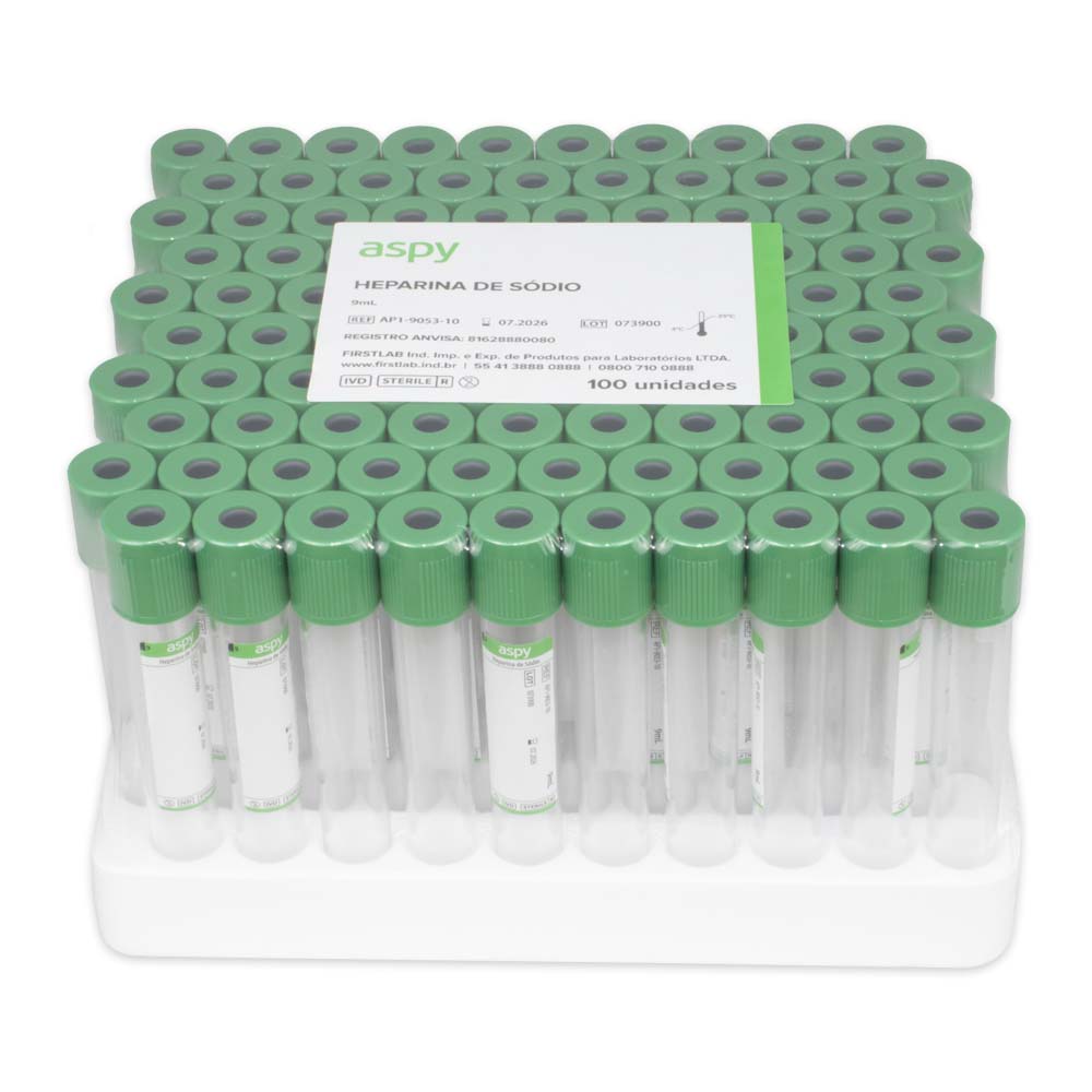 Tubo de coleta Heparina de Sódio - 9mL