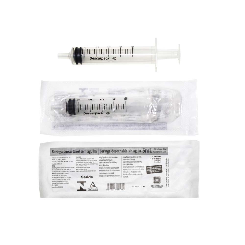 Seringa de sc hipodérmica sem agulha - 5mL