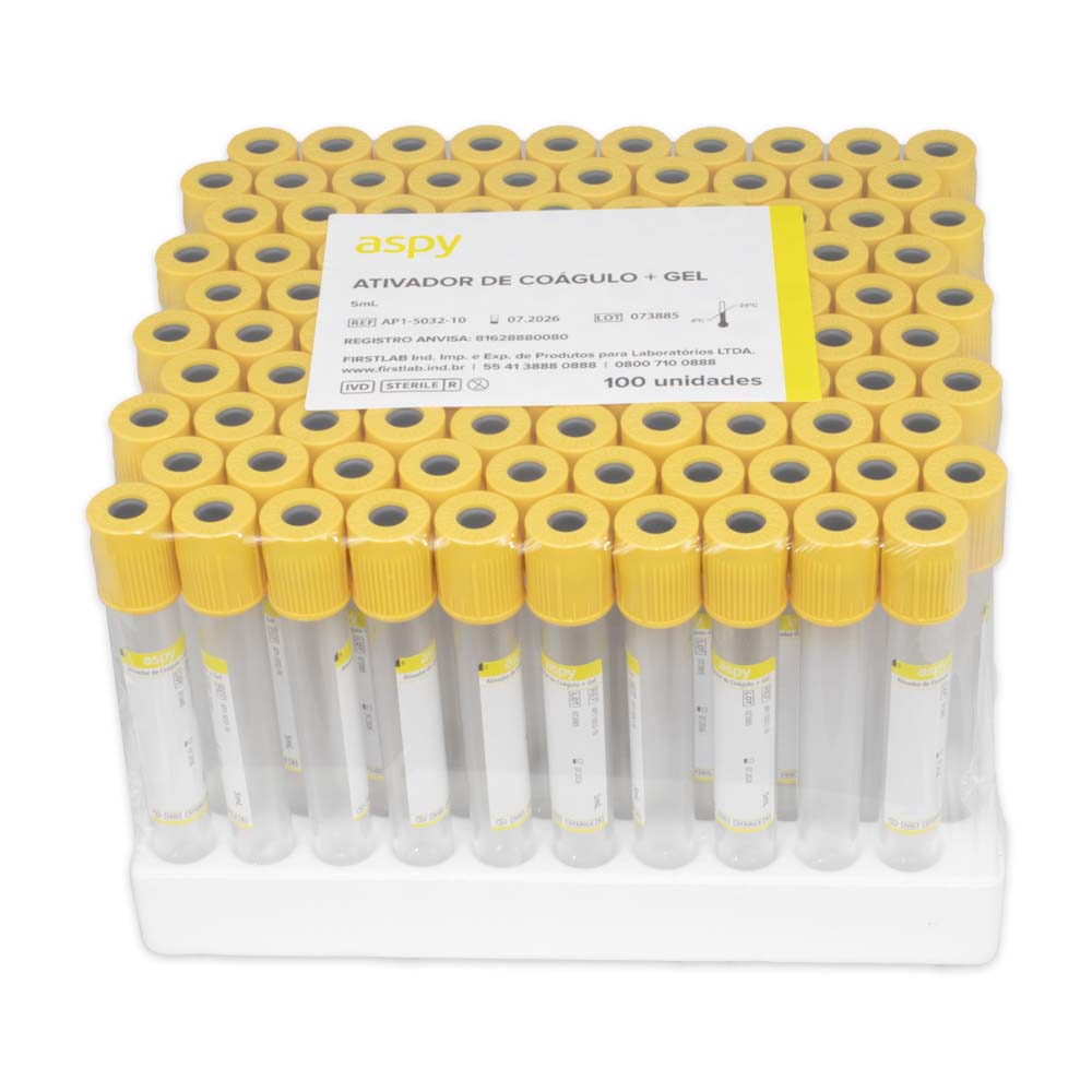 Tubo de coleta gel + ativador de coágulo - 5mL