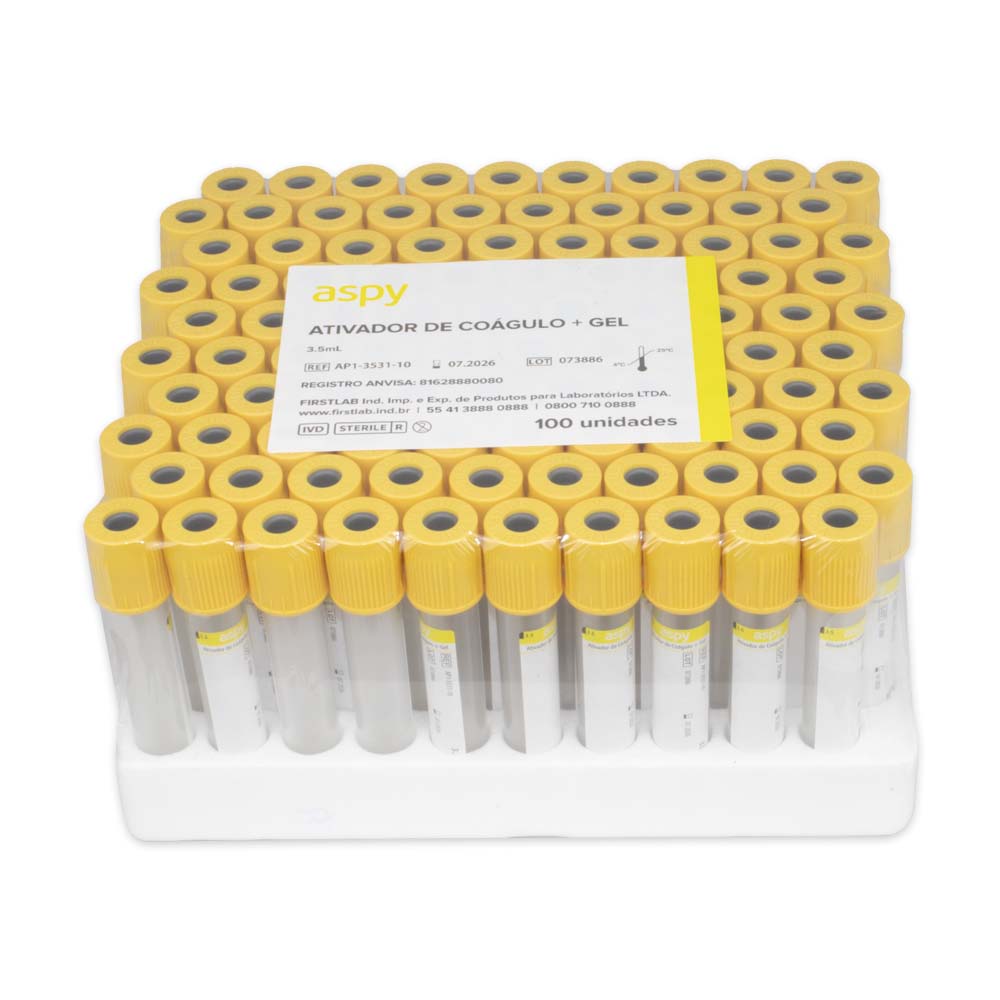 Tubo de coleta gel + ativador de coágulo - 3,5mL