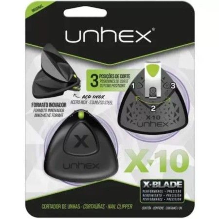 CORTADOR P/UNHAS UNHEX X10-PRETO