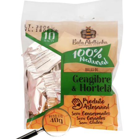 BALA ABELHINHA GENGIBRE/HORTELA 40G UNID.