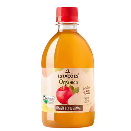 VINAGRE FRUTA MACA ORGANICO 450 ML 4 ESTACOES