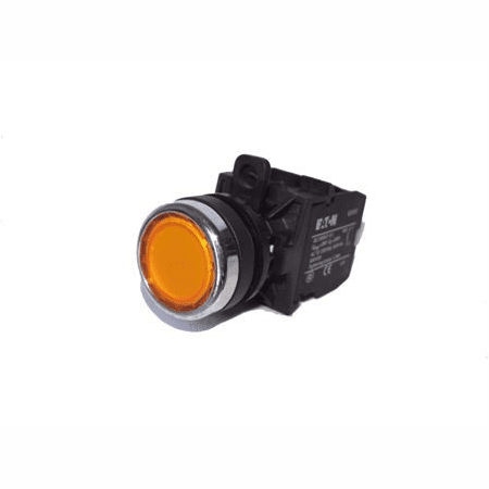 BOTAO DE COMANDO ILUMINADO PULSANTE AMARELO 1NA 24VCC 22,5MM A22-RLT-GE/K10/24 EATON