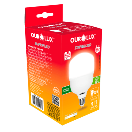 LAMPADA SUPERLED TUBULAR T8 10W BIVOLT 6400K 3230 OUROLUX