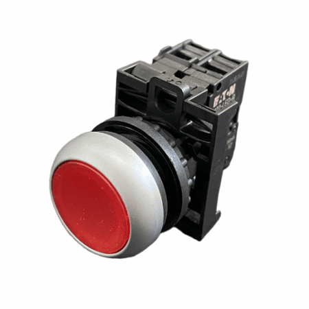 BOTAO ILUMINADO COMPLETO VERMELHO PULSANTE 1NF 24VCC 22,5MM M22-DL-R/K01/24 EATON