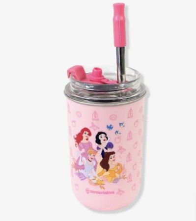 COPO NEO INOX C/TAMPA ANTIVAZAMENTO PRINCESAS 300ml