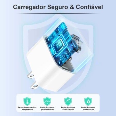 1HORA CARREGADOR PD 20W + CABO DE DADOS C PARA LIGHTING 1M 3A PVC CONJUNTO - UNIDADE