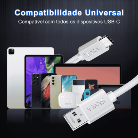 1HORA CABO DE DADOS USB PARA C 1M 2.1A PVC  - UNIDADE