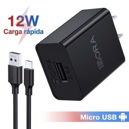1HORA CARREGADOR 5V 2.4A 12W + CABO DE DADOS V8 1M 2.1A PVC CONJUNTO - UNIDADE