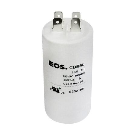 Capacitor Simples EOS 15 Mfd 250V com Terminal 34mm x 63mm Corpo Polipropileno