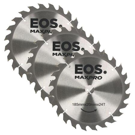 Kit com 03 Disco de Serra Circular de Madeira TCT 185mm EOS 185mmx20mmx24T