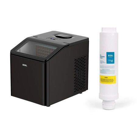Kit Máquina de Gelo 35Kg EOS Ice Compact EMG35P Inox Preta 220V + Refil Extra