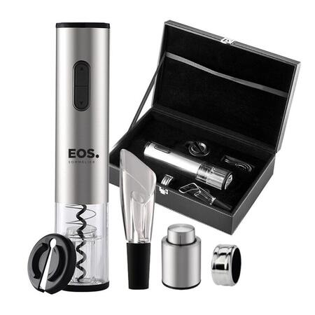 Kit Abridor de Vinho Elétrico EOS EAB03M Inox + Maleta