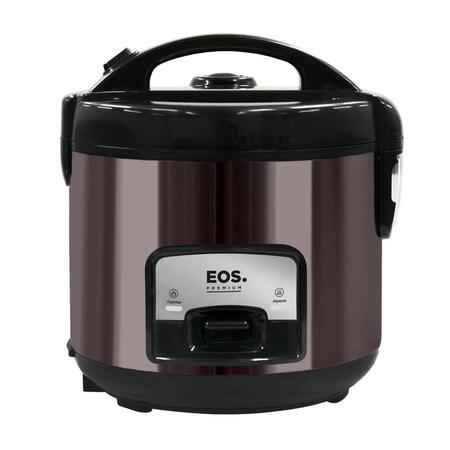 Panela Elétrica de Arroz EOS 10 Xícaras Titanium Preta com Tampa de Vidro Clear Glass EPA10PT 220V