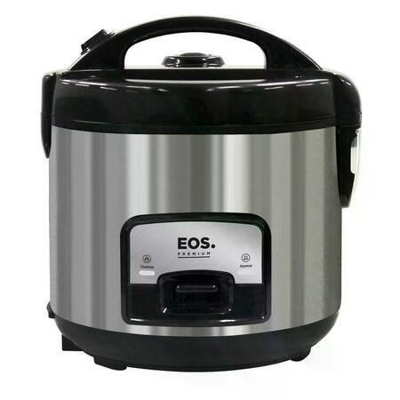 Panela Elétrica De Arroz EOS 10 Xicaras Inox Preta Tampa Vidro Clear Glass EPA10PI 110V