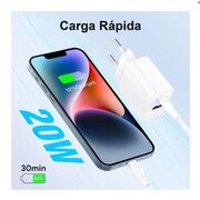 Carregador C Cabo Iphone 1Hora Usb 18w + Usb-C PD 20w 3A 1m