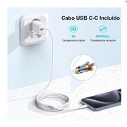 Carregador C Cabo Iphone 1Hora Usb 18w + Usb-C PD 20w 3A 1m