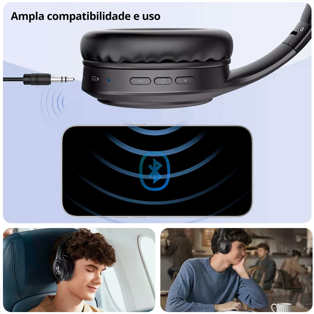 Fone de Ouvido Headset Bluetooth 1 Hora aut202 Preto