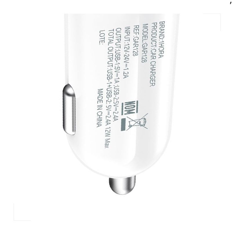 Carregador Veicular S Cabo 1Hora 2.4A / 2 x Usb
