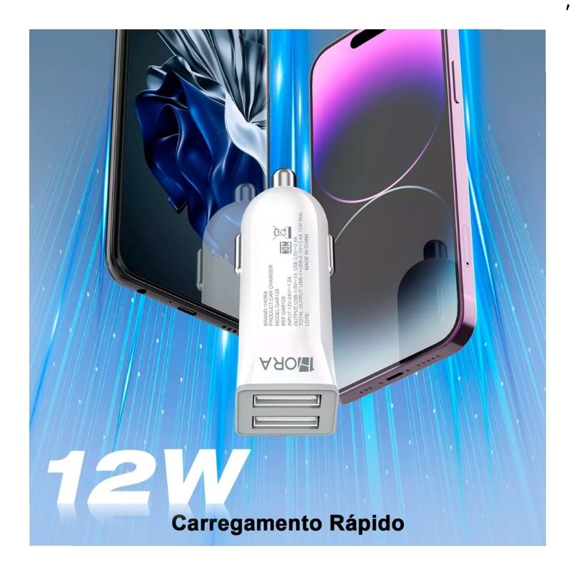 Carregador Veicular S Cabo 1Hora 2.4A / 2 x Usb