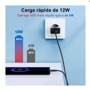 Carregador C Cabo Usb x TipoC 1Hora 5V 2.4A 12w 1m