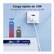 Carregador C Cabo Usb x Iphone 1Hora 5V 2.4A 12W 1m