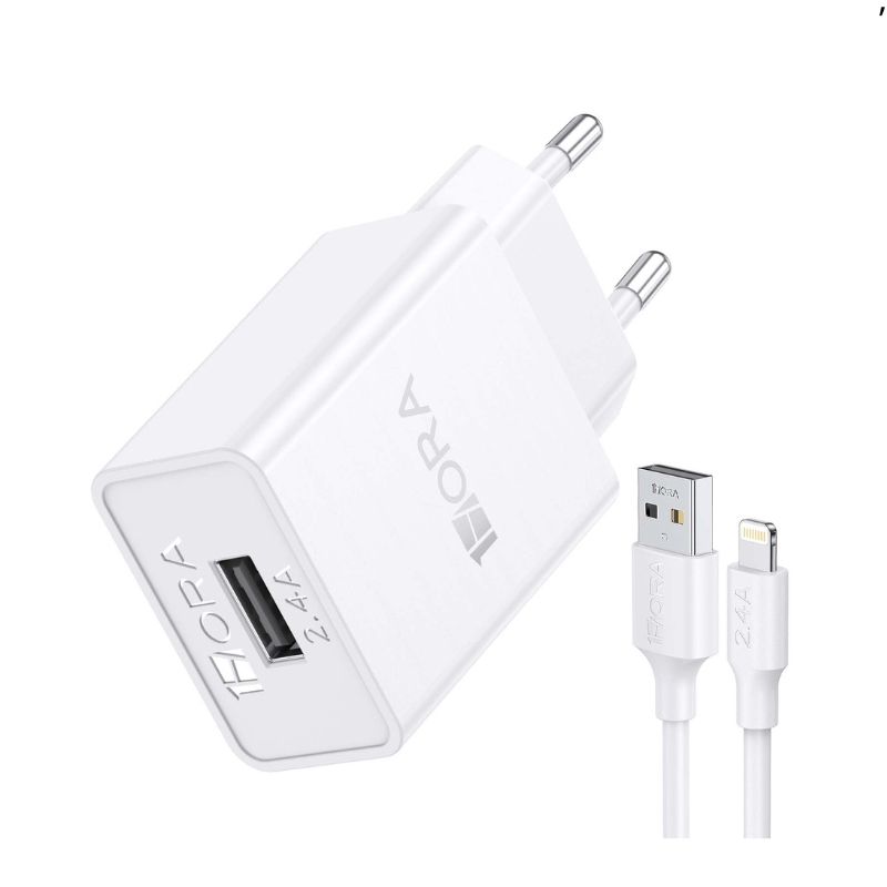 Carregador C Cabo Usb x Iphone 1Hora 5V 2.4A 12W 1m