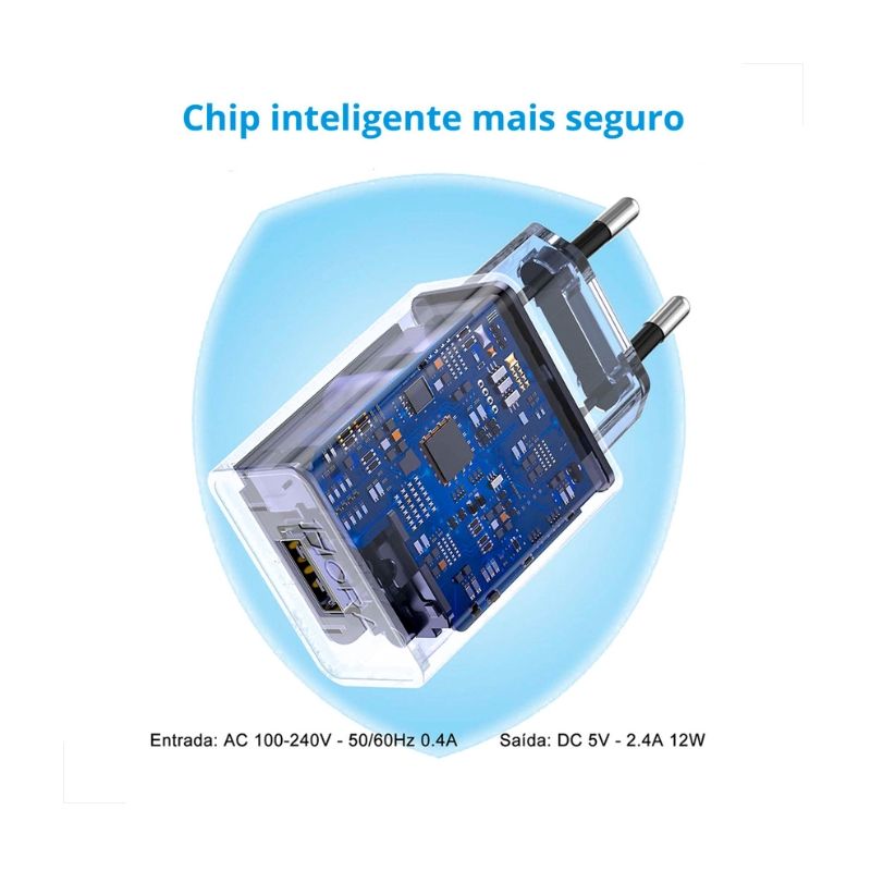Carregador C Cabo V8 1Hora 5V 2.4A 12W 1m
