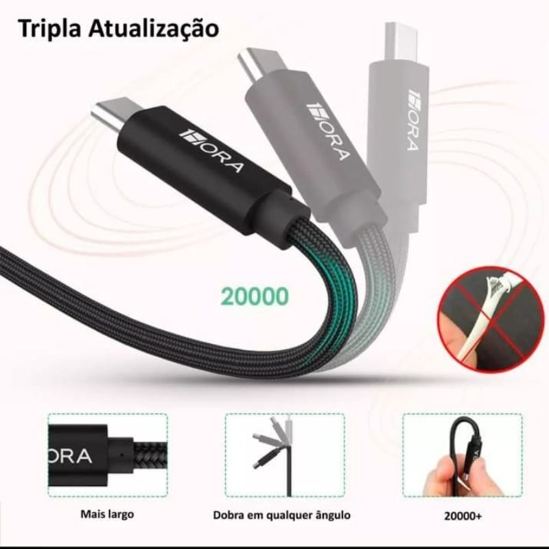 Cabo de Dados 1hora Usb x TipoC 1M 2.4A Trançado
