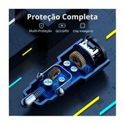 Carregador Veicular C Cabo 1Hora Tipoc 20W + Usb 18W 3A 1m