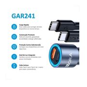 Carregador Veicular C Cabo 1Hora Tipoc 20W + Usb 18W 3A 1m