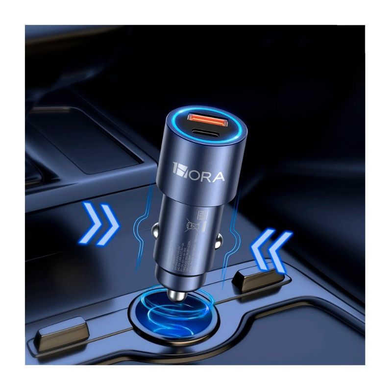 Carregador Veicular C Cabo 1Hora Tipoc 20W + Usb 18W 3A 1m