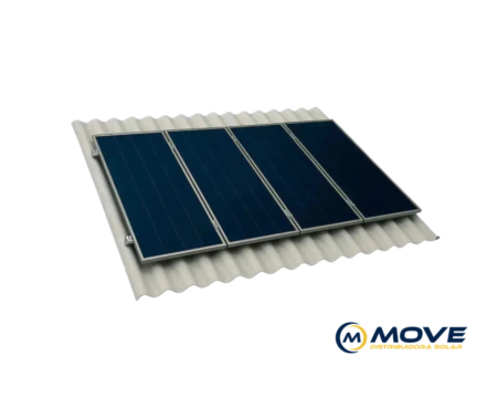 ESTRUTURA TELHA FIBROCIMENTO MADEIRA INOX 200MM COM L 04 TRILHOS HIBRIDO 2,40MTS P/ 04 PLACAS