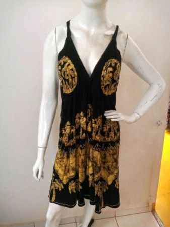 Vestido curto preto/amarelo estonado