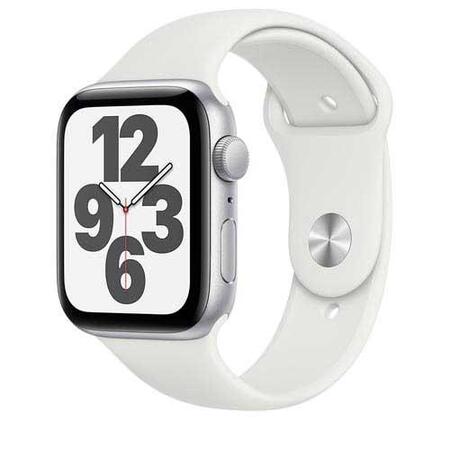 Apple Watch SE Prata com Pulseira Esportiva Branca, 44 mm, Bluetooth e 32 GB - MYDQ2BE/A