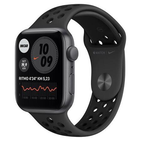 Apple Watch SE Nike Cinza, 44mm, GPS, com Pulseira Esportiva Nike Cinza e Preta