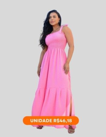 Vestido de alcinha c/ babado (cor: Rosa ) | Grade 10 pçs |