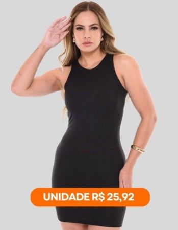 Vestido Canelado (cor: Preto) | Grade 10 pçs |
