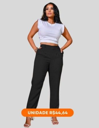 Calça social feminina (cor: preta) | Grade 10 pçs |
