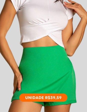 Shorts Saia Liso (cor: Verde Bandeira) | Grade 10 pçs |
