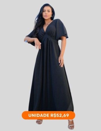 Vestido Acinturado (cor: Preto ) | Grade 10 pçs |