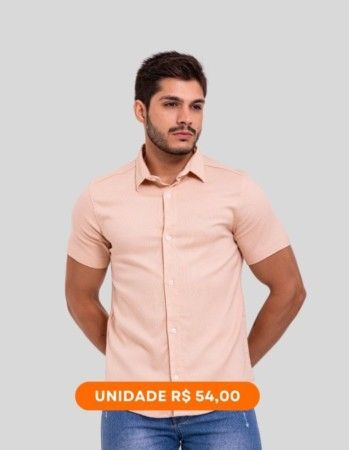 Camisa Linho de Botão (cor: Natural ) | Grade 06 pçs |