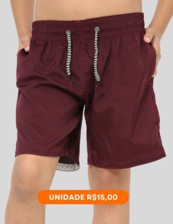 Shorts Tactel Infantil (cor: Vinho) | Grade 12 pçs |